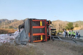 Amasyada un yüklü TIR devrildi 1 ölü