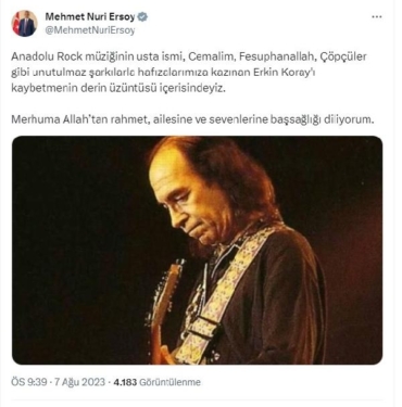 Anadolu rock müziğinin usta ismi Erkin Koray vefat etti 7 Anadolu rock müziğinin usta ismi Erkin Koray vefat etti