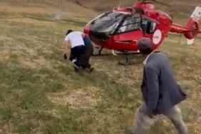 Arı sokması sonucu fenalaşan kadın ambulans helikopterle hastaneye ulaştırıldı