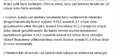Bakan Bolat Haziran ayında cari işlemler hesabın 20 ay sonra fazla verdi Fotoğraf düzeltme