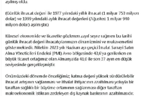 Bakan Bolat Haziran ayında cari işlemler hesabın 20 ay sonra fazla verdi
