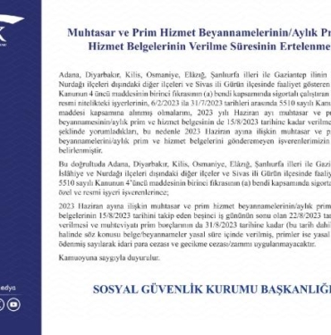 Bakan Işıkhan 8 ilimizde prim ve hizmet belgelerinin teslim süresini uzatıyoruz