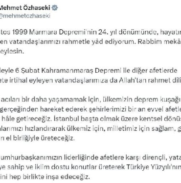 Bakan Özhaseki Şehirlerimizi bir an evvel afetlere dirençli hale getireceğiz