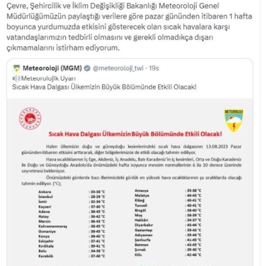 Bakan Özhasekiden sıcak hava uyarısı