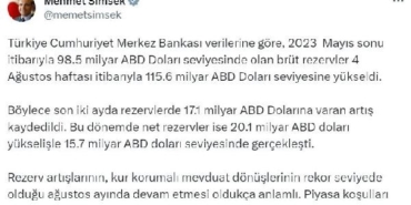 Bakan Şimşek Son iki ayda rezervlerde 171 milyar ABD Dolarına varan artış kaydedildi
