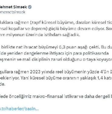 Bakan Şimşek Uyguladığımız politikaların olumlu etkilerini görmeye başladık 2