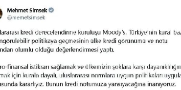 Bakan Şimşekten Moodys açıklaması