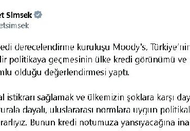 Bakan Şimşekten Moodys açıklaması