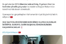 Bakan Yerlikaya: 34 firari şüpheli, 16 farklı ülkede yakalandı 18 Bakan Yerlikaya 34 firari şüpheli 16 farklı ülkede yakalandı
