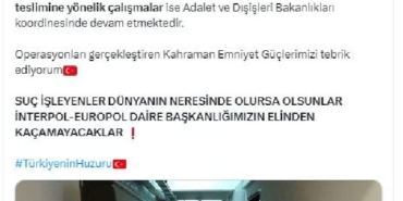 Bakan Yerlikaya: 34 firari şüpheli, 16 farklı ülkede yakalandı 25 Bakan Yerlikaya 34 firari şüpheli 16 farklı ülkede yakalandı