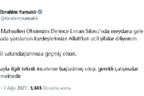 Bakan Yumaklı Derince Liman Silosundaka patlamayla ilgili teknik inceleme başlatıldı