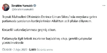 Bakan Yumaklı Derince Liman Silosundaka patlamayla ilgili teknik inceleme başlatıldı