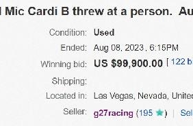 Cardi Bnin hayranına attığı mikrofon yaklaşık 100 bin dolara satıldı