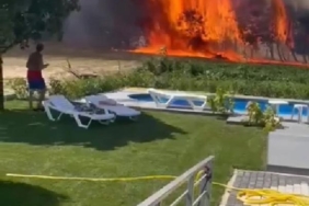 Çatalcada otluk alanda başlayan yangın yerleşim yerine sıçradı