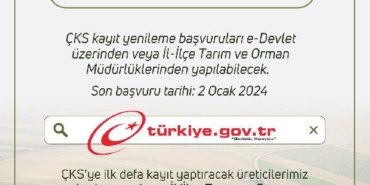 Çiftçi Kayıt Sistemi 2024 üretim yılı kayıt yenileme başvuruları 1 Eylül'de başlayacak