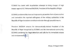 ECOWAS Bazuma yönelik suçlamaları kınadı