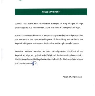 ECOWAS Bazuma yönelik suçlamaları kınadı