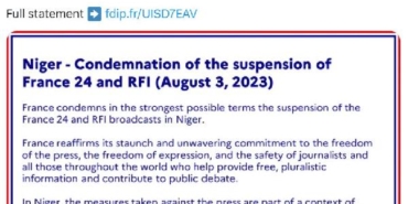 Fransa, Nijer’de France 24 ve RFI’nın yayınlarını askıya alınmasını kınadı 11 Fransa Nijerde France 24 ve RFInın yayınlarını askıya alınmasını kınadı