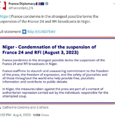 Fransa Nijerde France 24 ve RFInın yayınlarını askıya alınmasını kınadı