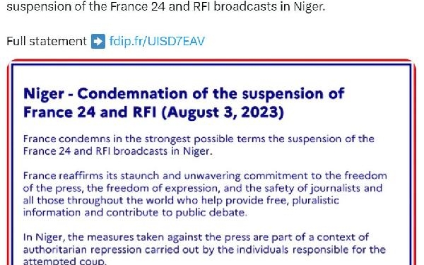 Fransa, Nijer’de France 24 ve RFI’nın yayınlarını askıya alınmasını kınadı 1 Fransa Nijerde France 24 ve RFInın yayınlarını askıya alınmasını kınadı