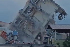 Gaziantepte ağır hasarlı bina çelik halatlarla yıkıldı