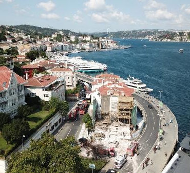 Havadan fotoğraflar Kuruçeşmedeki çökme 1 kişi yaralı olarak çıkarıldı