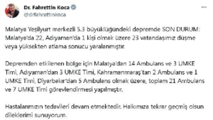 Malatyada 53 büyüklüğünde deprem 23 yaralı 5