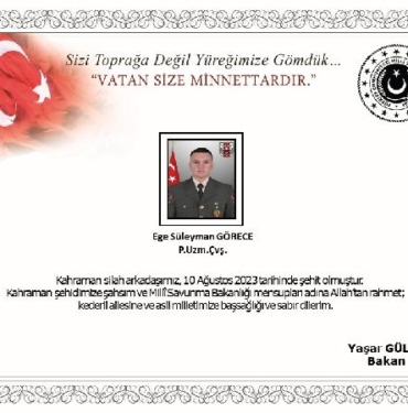 MSB Pençe-Kilit bölgesinde 1 asker şehit oldu