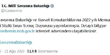 MSB ve Kuvvet Komutanlıklarına memur alımına ilişkin sözlü sınav sonuçları yayımlandı