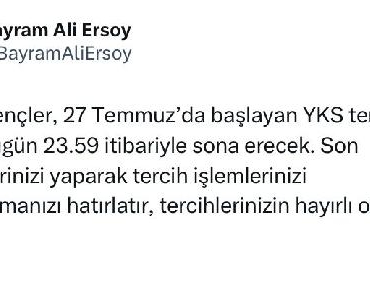 ÖSYM Başkanı Ersoy'dan tercih hatırlatması 9 ÖSYM Başkanı Ersoydan tercih hatırlatması