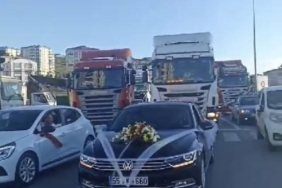 Samsun'da, 10 TIR'lı düğün konvoyu 9 Samsunda 10 TIRlı düğün konvoyu
