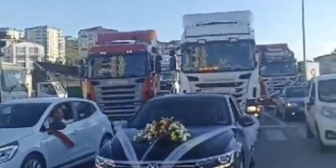 Samsunda 10 TIRlı düğün konvoyu