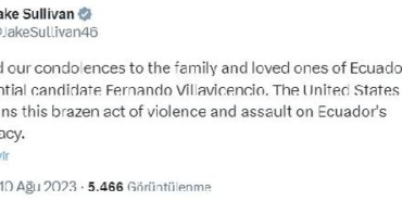 Sullivan: ABD Ekvador demokrasisine yönelik bu saldırıyı kınamaktadır 22 Sullivan ABD Ekvador demokrasisine yönelik bu saldırıyı kınamaktadır