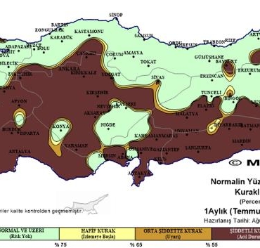 Temmuz haritası şiddetli kuraklık tehlikesini ortaya koydu