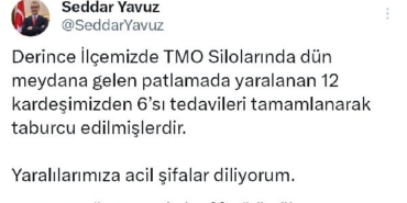 TMO silolarındaki patlamada yaralanan 12 kişiden 6'sı taburcu oldu (4) 30 TMO silolarındaki patlamada yaralanan 12 kişiden 6sı taburcu oldu 4