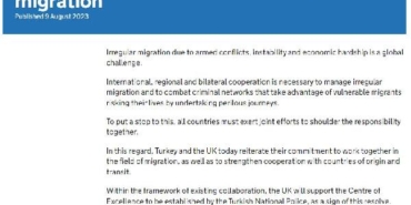 Türkiye ve İngiltereden yasadışı göçle mücadele konusunda iş birliği