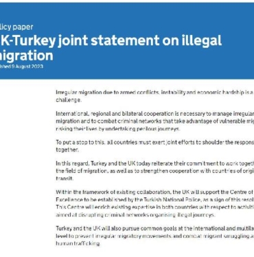 Türkiye ve İngiltereden yasadışı göçle mücadele konusunda iş birliği