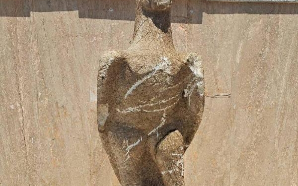 Yozgatta Roma dönemine ait kartal heykeli ve mermer sütun ele geçirildi