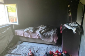 Zonguldakta 3 katlı binada yangın