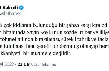 Bahçeli: MHP, Süleyman Soylu'nun sonuna kadar arkasındadır 2 Bahçeli: MHP, Süleyman Soylu'nun sonuna kadar arkasındadır
