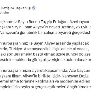 Cumhurbaşkanı Erdoğan, Nahçıvan'a gidiyor