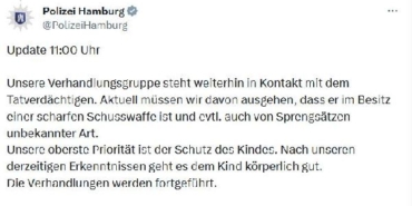 Hamburg Polisi: Görüşmeler sürüyor, çocuğun hayatı önceliğimiz