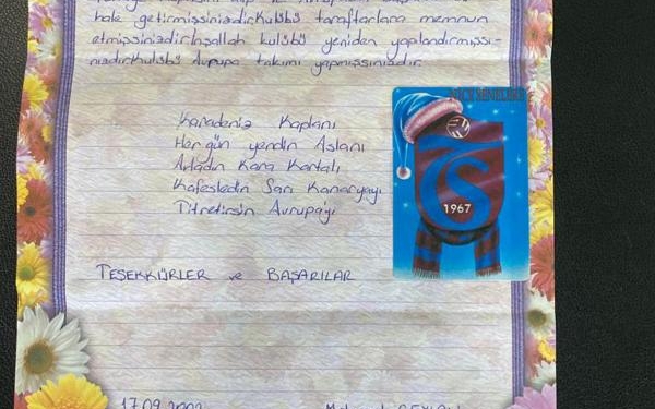 Trabzonspor’a, taraftarından 100'üncü yıl mektubu 1 Trabzonspor’a, taraftarından 100'üncü yıl mektubu