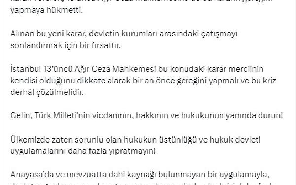 Akşener: İstanbul 13'üncü Ağır Ceza Mahkemesi, gereğini yapmalıdır 1 Akşener: İstanbul 13'üncü Ağır Ceza Mahkemesi, gereğini yapmalıdır