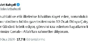 Bahçeli: Mesleğinin ilkelerine riayet eden gazetecilerin gününü tebrik ediyorum