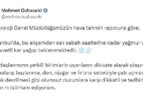 Bakan Özhaseki'den İstanbul için 'kar' uyarısı
