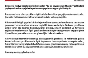Bakanlıktan 'kayıp çocuk' paylaşımına suç duyurusu 32 Bakanlıktan 'kayıp çocuk' paylaşımına suç duyurusu