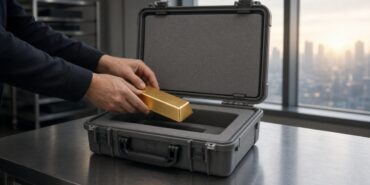 Altın Fed Faizi Sabit Tuttuktan Sonra 4.040 Dolarda, Gözler PCE Verisinde 10 Sabah ışığında bir değerli metal şirketinde tek bir altın külçeyi koruyucu taşıma çantasına yerleştiren eller; Fed kararı sonrası altın, temsili görsel