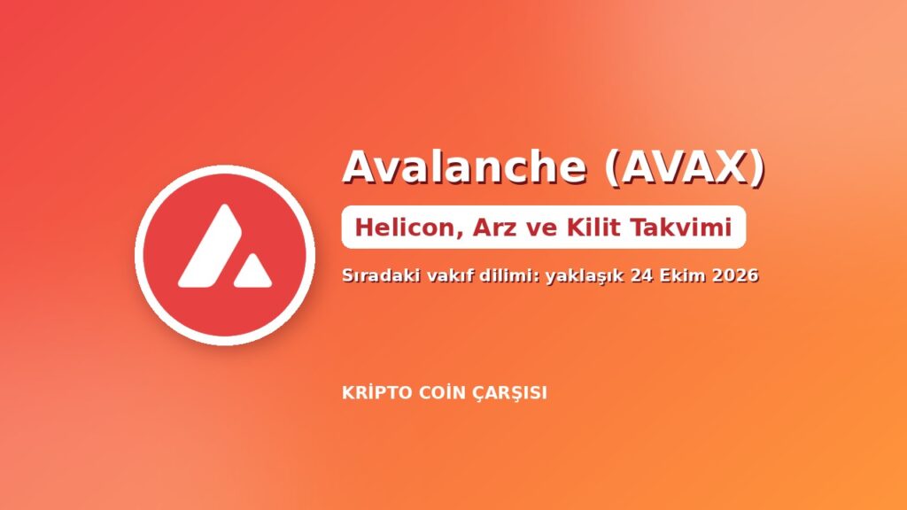 Avalanche (AVAX) nedir kapak görseli: Avalanche logosu, Helicon güncellemesi, arz ve kilit takvimi