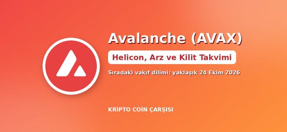 Avalanche (AVAX) Nedir? Helicon, Arz ve 24 Ekim Kilidi 6 Avalanche (AVAX) nedir kapak görseli: Avalanche logosu, Helicon güncellemesi, arz ve kilit takvimi